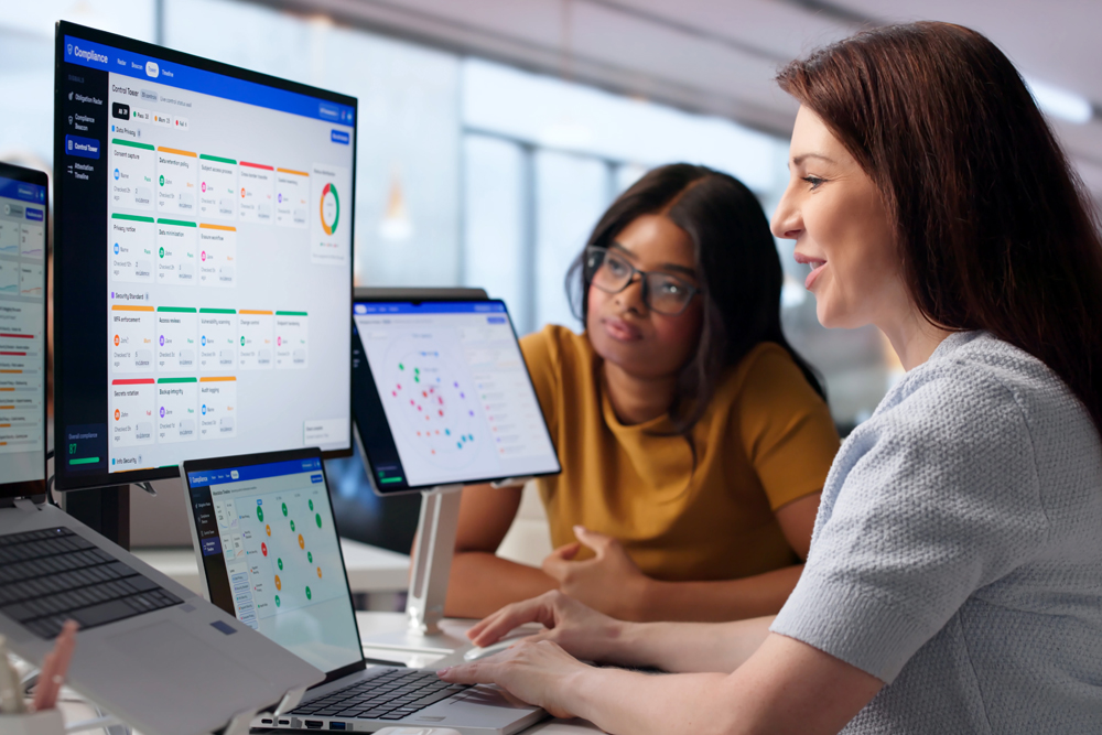 2 employees analysing data