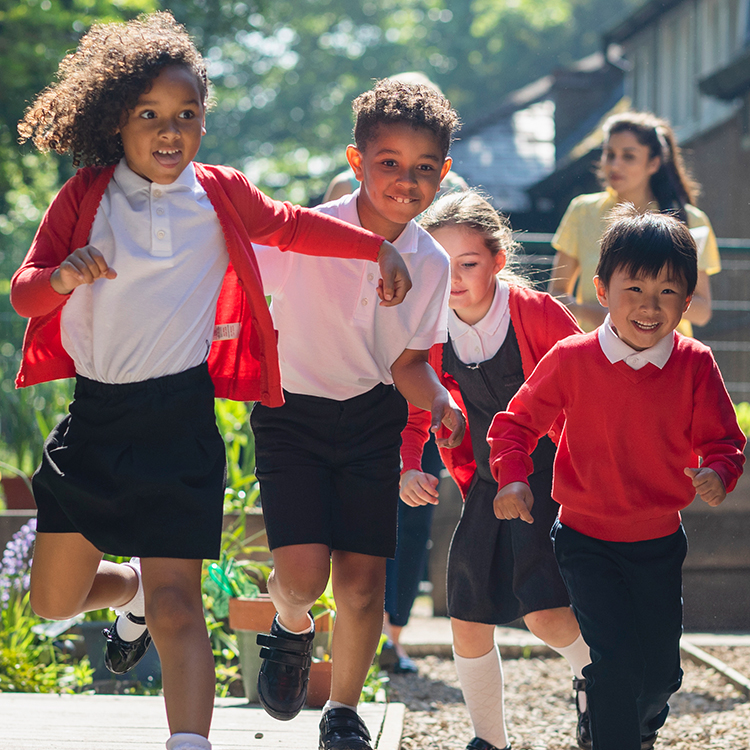 Young children running
